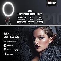 Vista 2 de NEEWER Basics - Anillo de luz para selfie de 10 pulgadas con soporte de trípode/2 soportes para teléfono compatibles con iPhone/placa QR