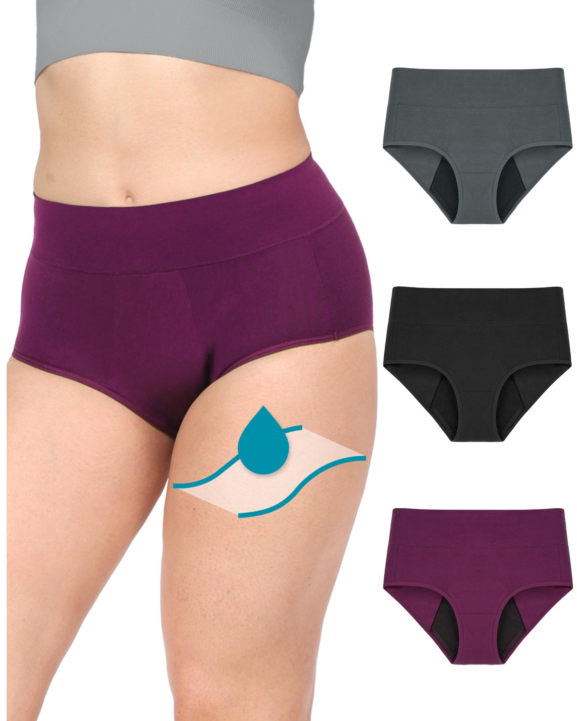Neione Periodenunterschwäsche Starke Blutung 50ML mit Seitenschutz Damen Baumwolle Slip Hohe Taille