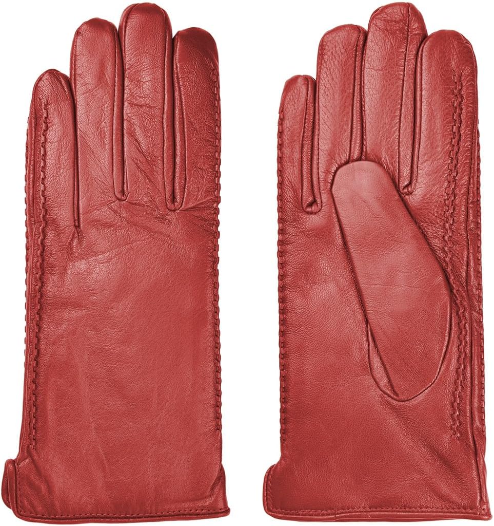 Harssidanzar Womens Winter Warm Lining Lambskin Leather Gloves Touchscreen Texting Warm Driving Gloves HL001US - Image 2