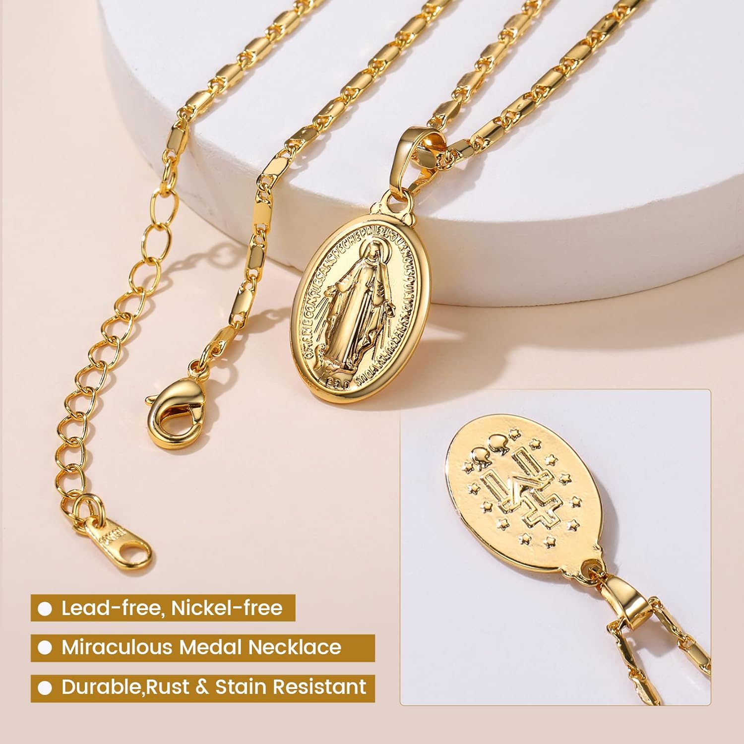 GOLDCHIC JEWELRY Cross INRI Crucifix Pendant Necklace, Virgin Mary Miraculous Medal Necklaces, Jesus Christain Jewelry - Image 4