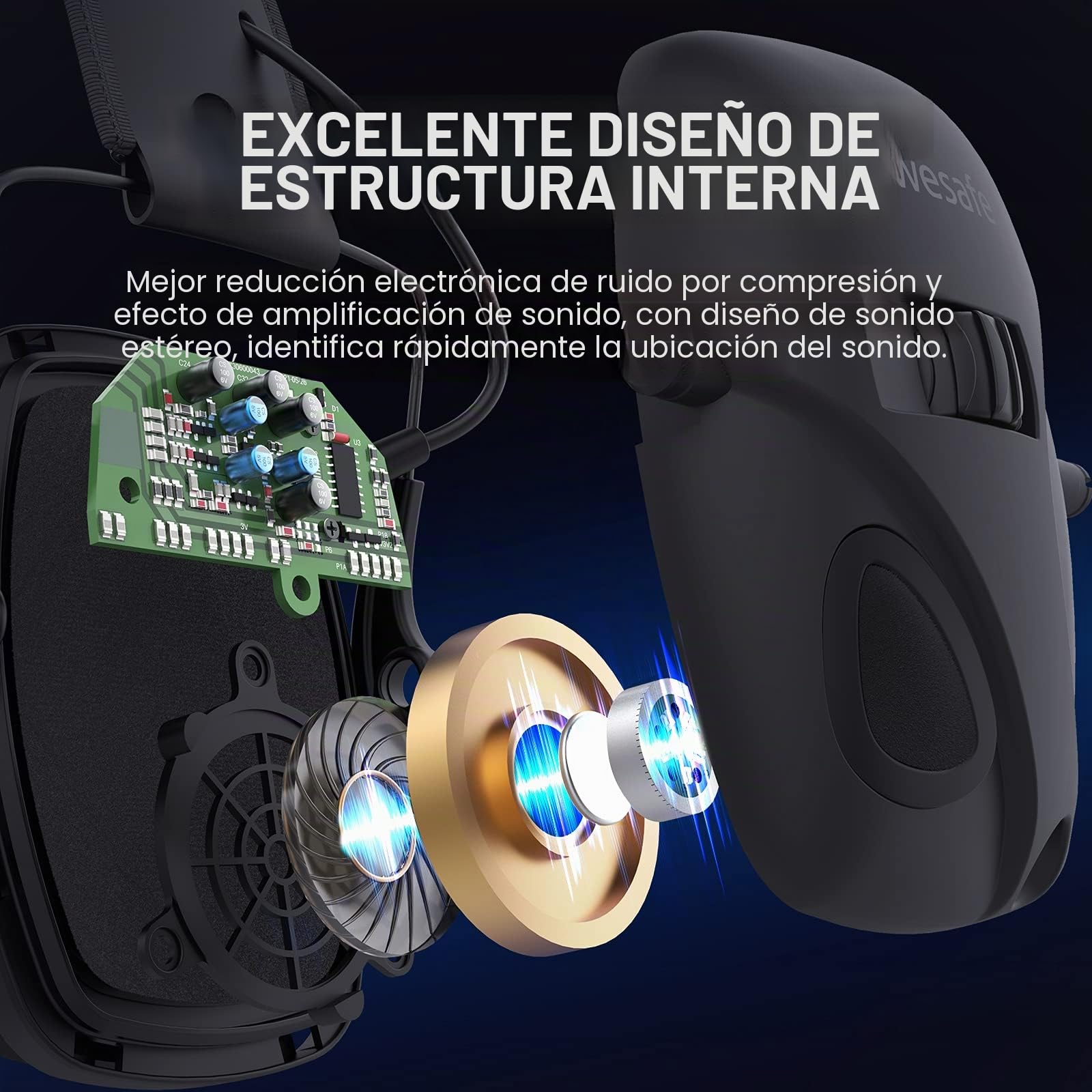 awesafe Protectores Auditivo Electrónicas - Cascos Antiruido con Caja de Almacenamiento - Cascos Insonorizados Profesional para Campos de Tiro, Caza y Jardinería