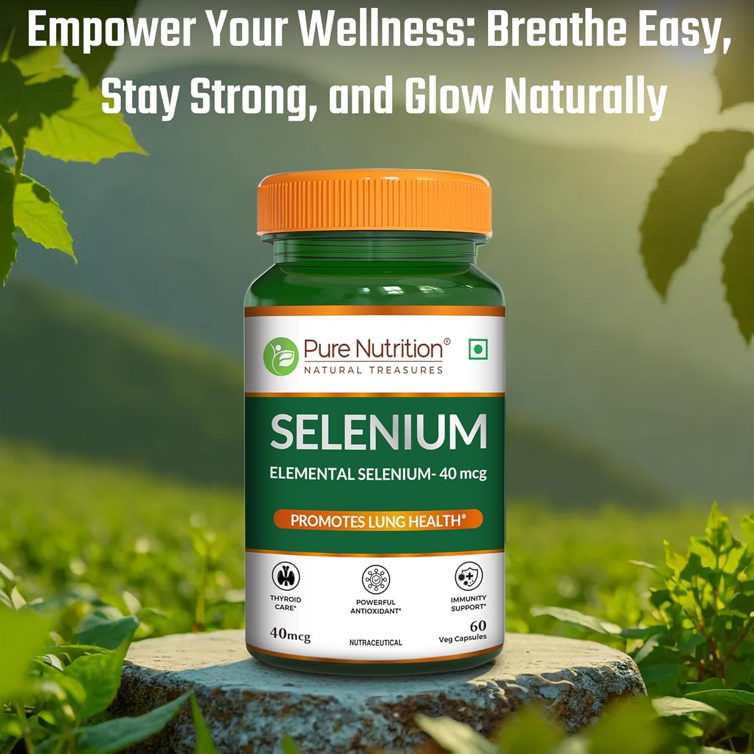 Pure Nutrition Selenium 40mcg, 60 Vegetarian Capsules | Selenium supplements for the immune system, healthy blood pressure, thyroid health and improves cholesterol levels Pure Nutrition Selenium 40mcg, 60 Vegetarian Capsules | Selenium supplements for the immune system, healthy blood pressure, thyroid health and improves cholesterol levels