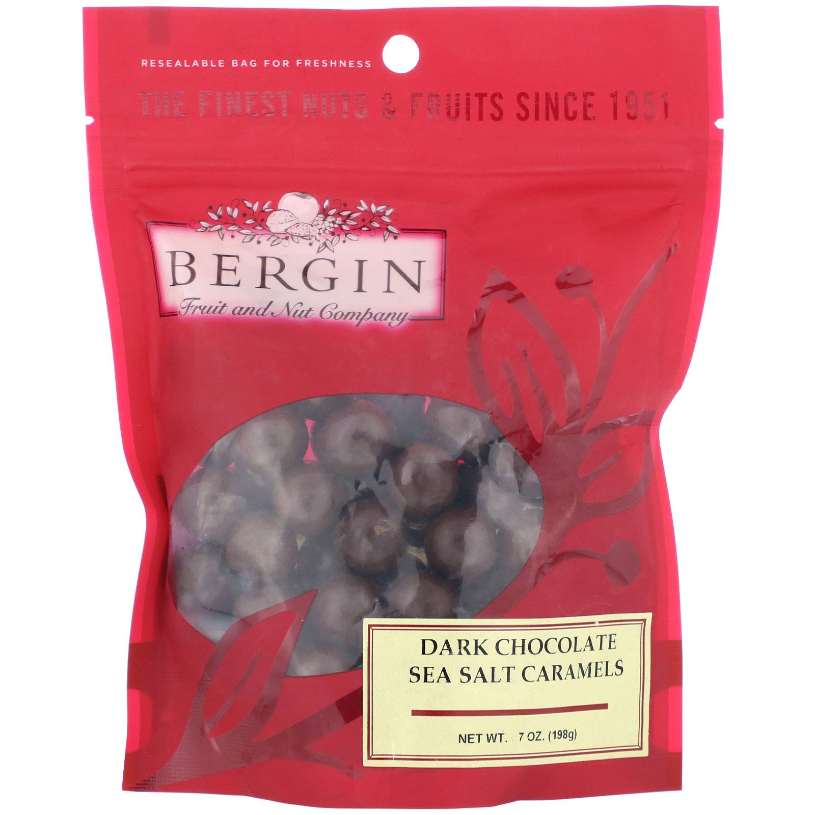 Bergin Fruit and Nut Company, Dark Chocolate Sea Salt Caramels, 7 oz (198 g)