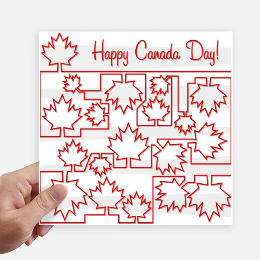 Stickers Canada Bonne Fête 20cm lot de 4 autocollants carrés feuille d'érable pour valise et mur
