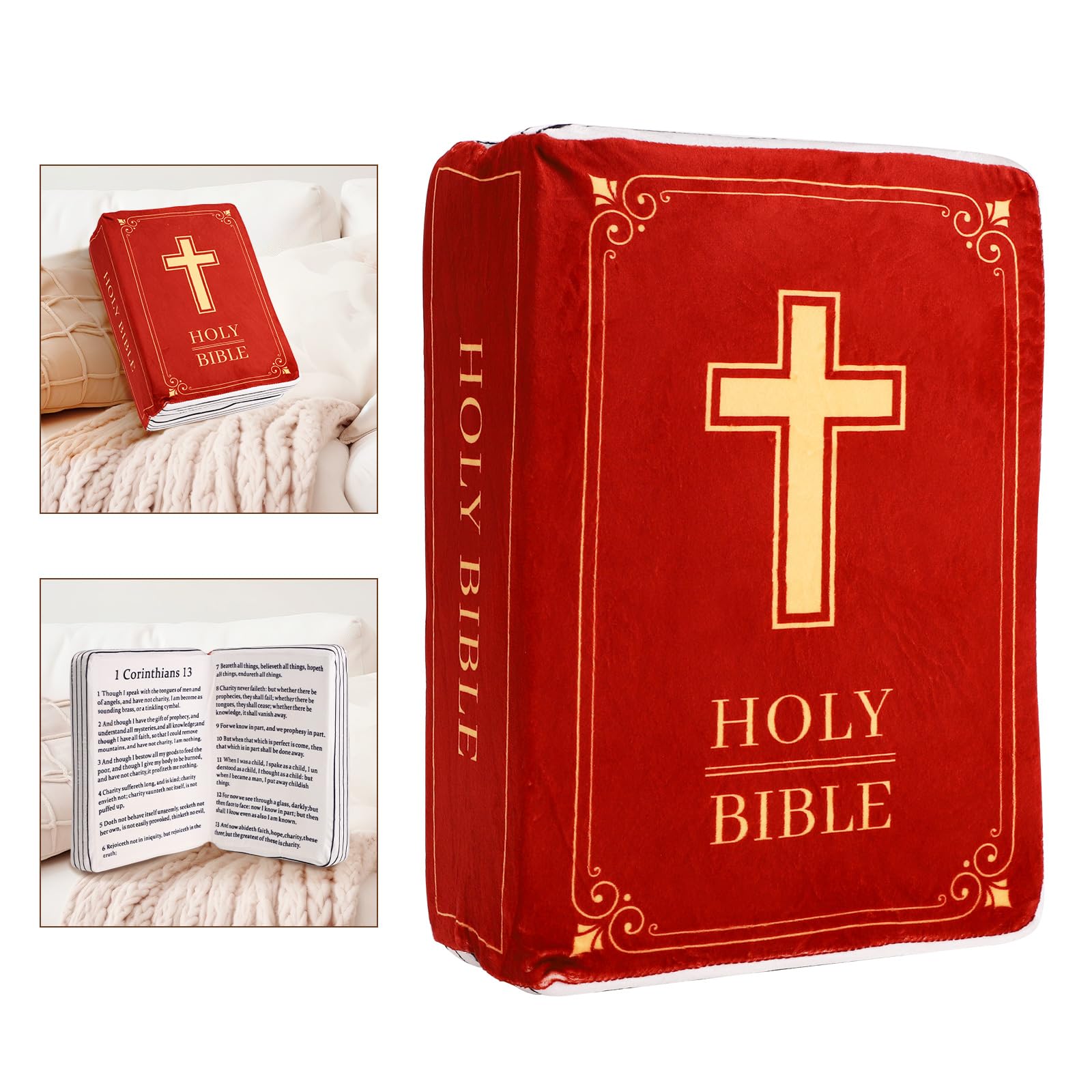 Oreiller Bible lasuroa 33x22cm en velours rouge brique pour le confort