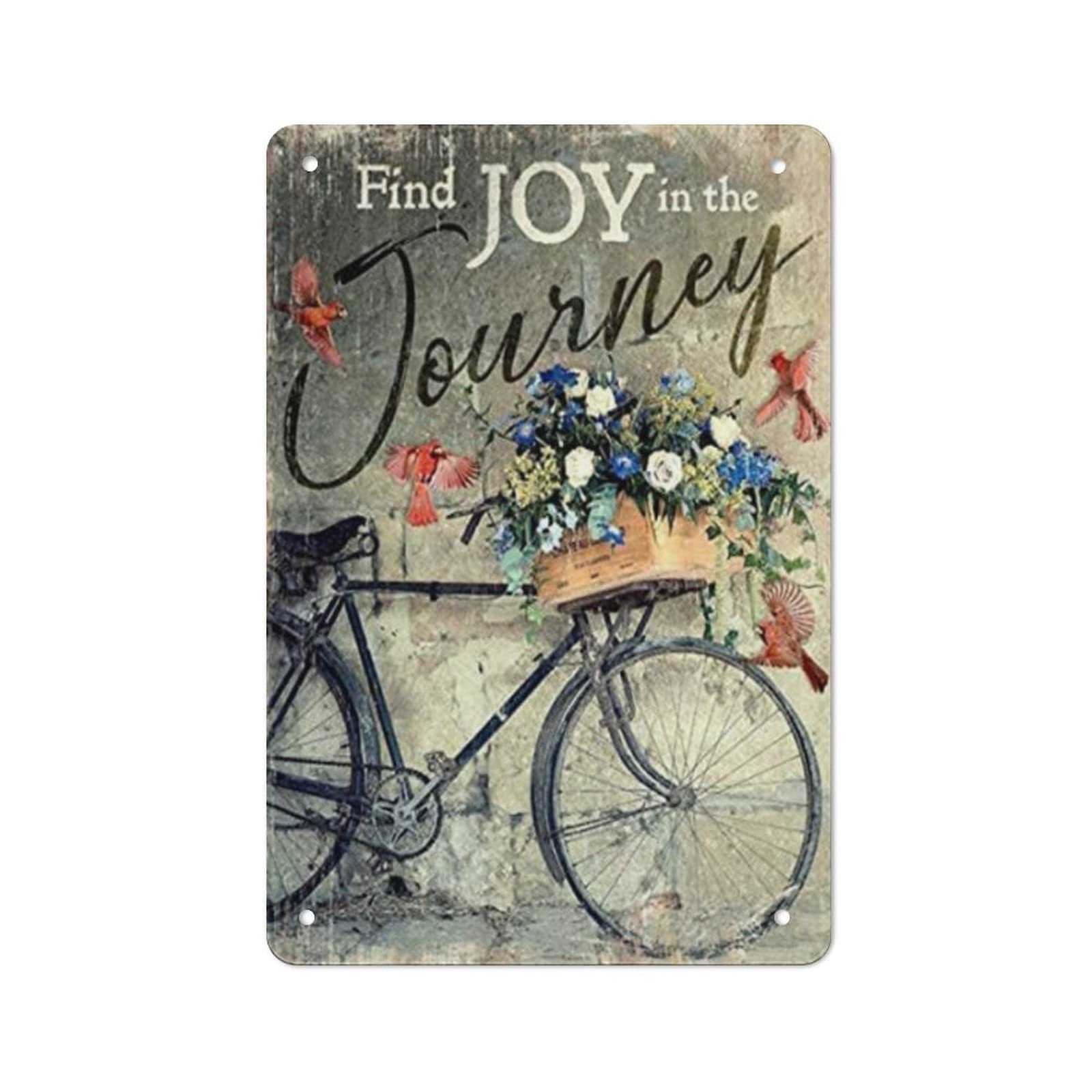 AOOEDM Find Joy In The Journey Metal Tin Signs for Man Cave Funny Art Wall Plaque Kitchen Bar Sign Coffee Shop Garage Wall Decor Hanging Decor