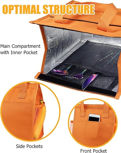 Miniatura 7 de Fmeida Bolsa de almuerzo aislada, bolsas simples para el almuerzo, kit de almuerzo térmico impermeable, bolsa de almuerzo reutilizable para adultos