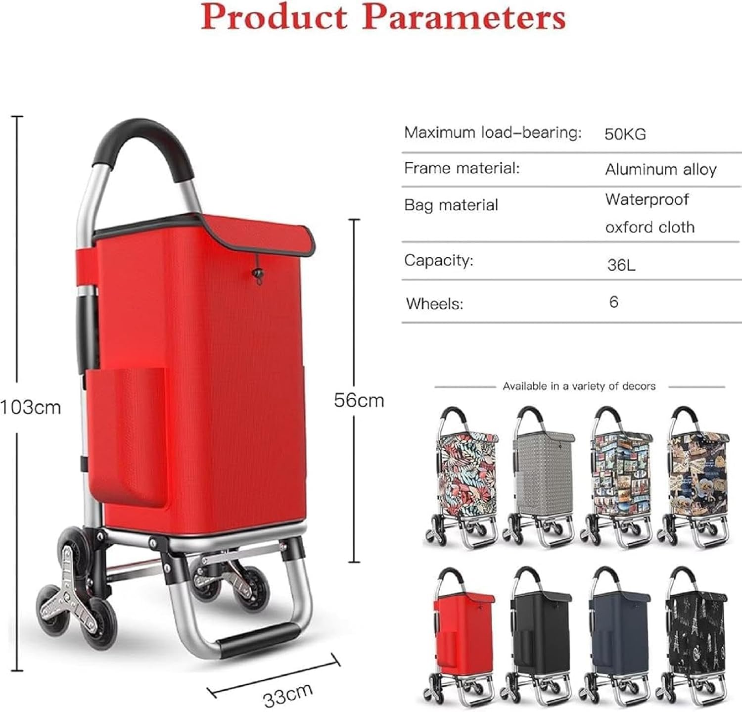 Folding Shopping Cart Privacy Top, Water Resistant Basket Liner for Groceries, Shopping Laundry Foldable Collapsible & Lightweight Heavy Duty Utility Cart with Mute Wheel, Red