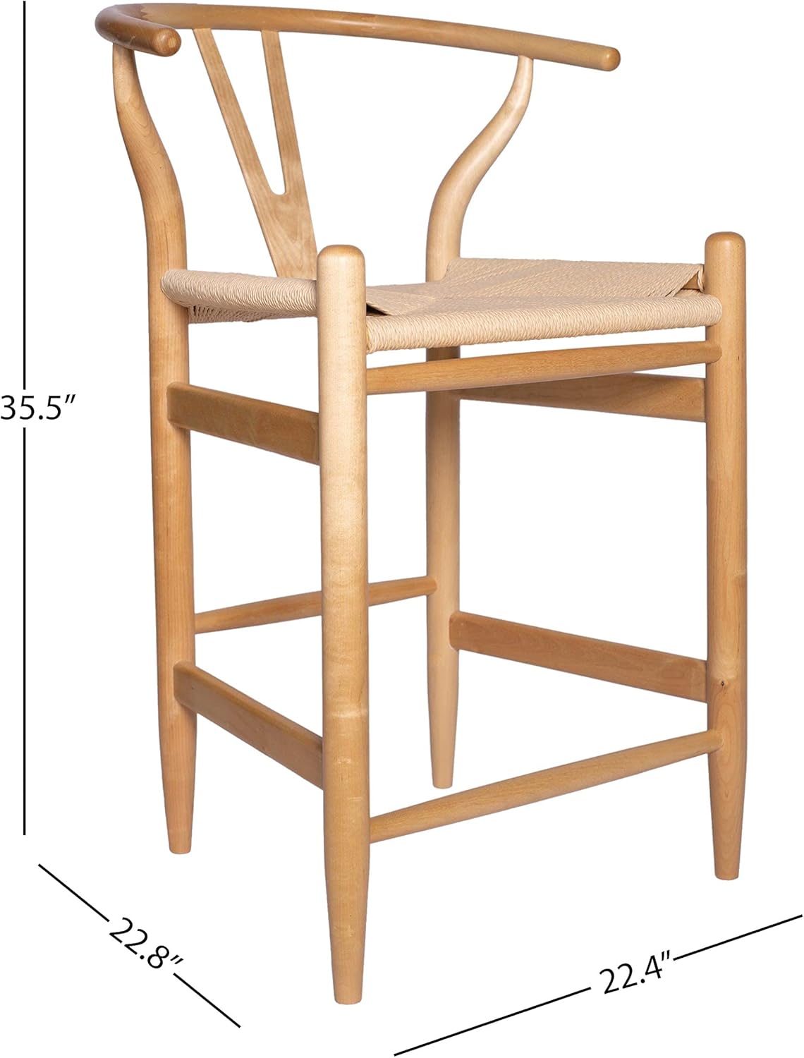  Brand – Stone & Beam Wishbone Counter-Height Barstool, 35.5"H, Rubberwood, Natural / Natural - Chairs