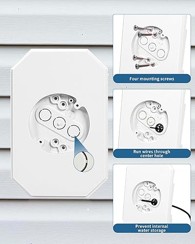 Vista 29 de Bloque de montaje de luz lateral, bloque de montaje de revestimiento de vinilo 8141DBL con caja eléctrica integrada, kit de placa de montaje al aire