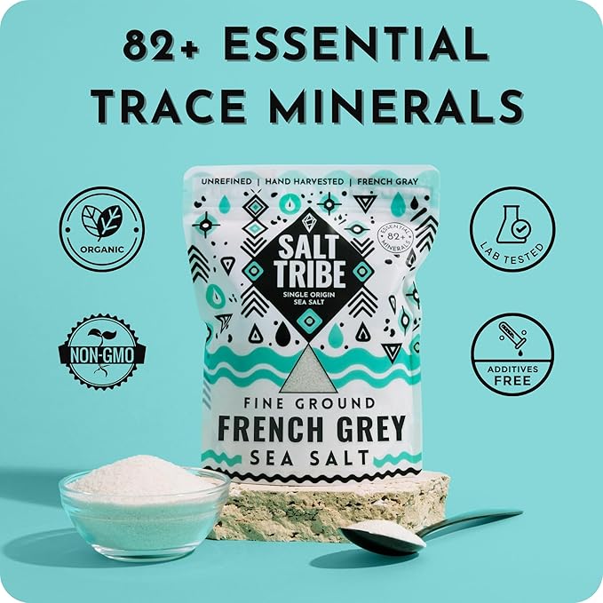 Salt Tribe Sal Marina Gris Fina 425 g - Baja en Sodio miniatura 3