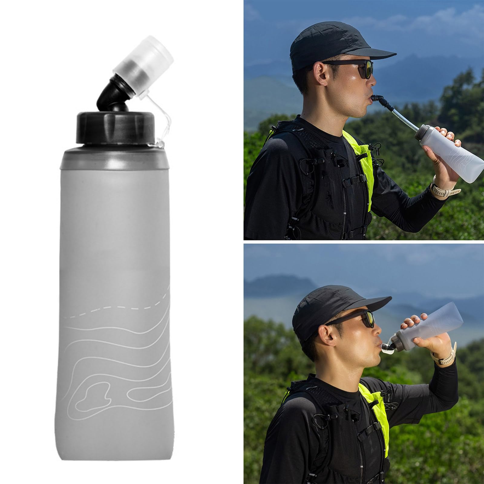 mioosho Folding Water Bottle Outdoor Sport Water Hydrations Bottle Soft Flask Running Water Bottles for Hiking Cycling Climbing