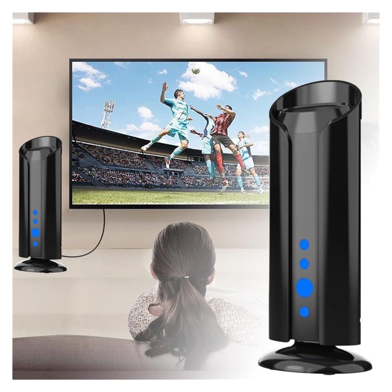 Potente Antenna TV Amplificata, Digitale For Con Portata Di Oltre 450 Miglia, Interna HDTV 4K Amplificatore Segnale Intelligente Copertura più ampia