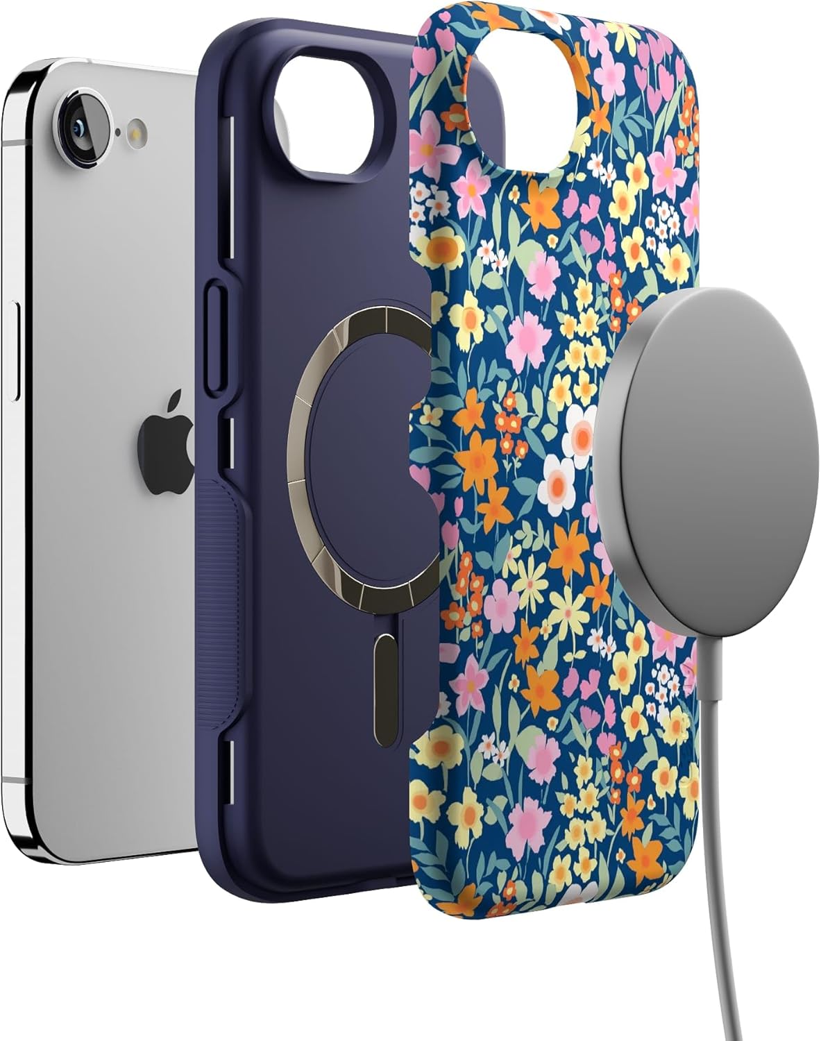 Casely iPhone 17e Case | Full Bloom | Navy Floral | Bold Protective Design | Compatible with MagSafe