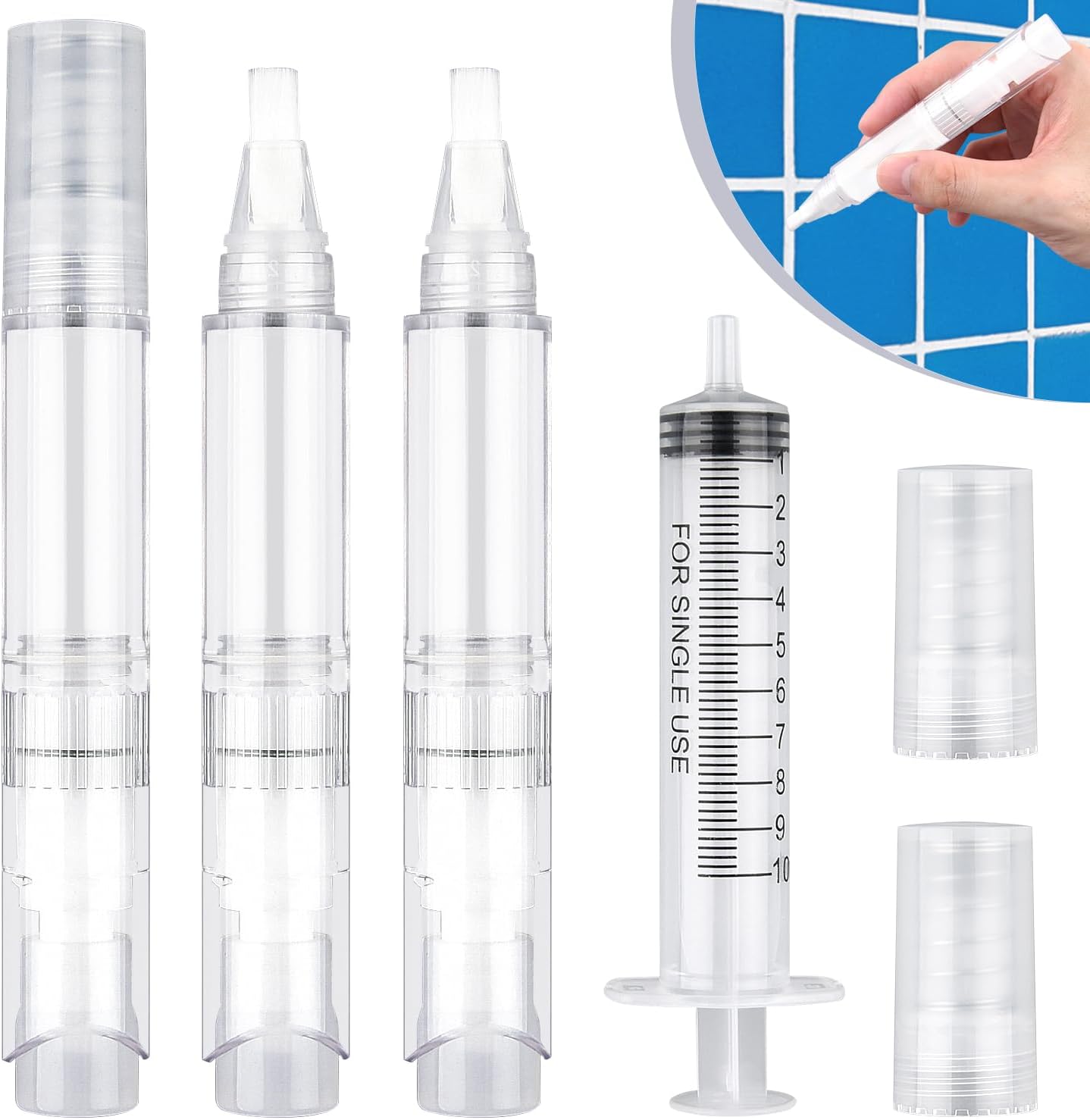 3 PCS 6ml Touch Up Paint Pens, paint touch up pen,Empty Oil Pen Transparent Paint Pen,Fillable