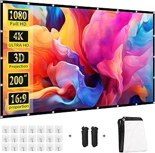 プロジェクタースクリーン 200インチ、ポータブル大型ムービープロジェクタースクリーン 16:9 HD 屋内 屋外 両面 背面プロジェクションスクリーン ビデオ 自宅、パーティー、オフィス、教室用