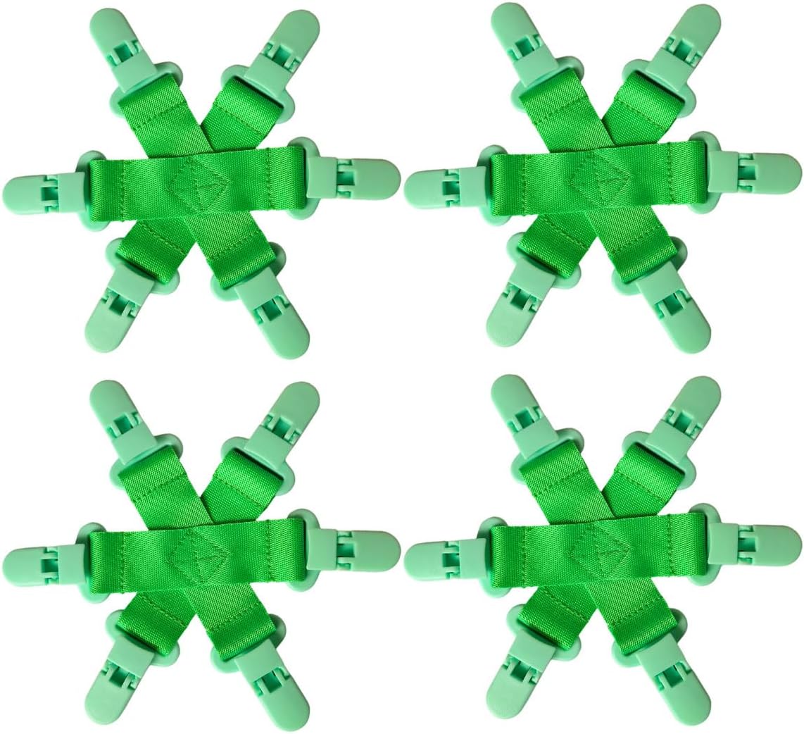 4 PCS Bed Sheet Detangler with 6-Clip, Keep Bed Sheets/Duvet Covers/Blankets from Tangling,Twisting, and Balling in Washer and Dryer, Saves Time and No Damage to Fabric