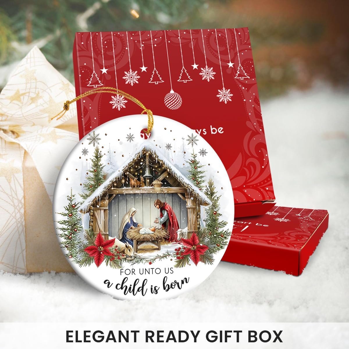 Christmas Nativity Scene - Religious Christmas Ornaments 2025, Jesus for Tree Decorations, Gifts for Christian Women, Ceramic Christian - Image 4