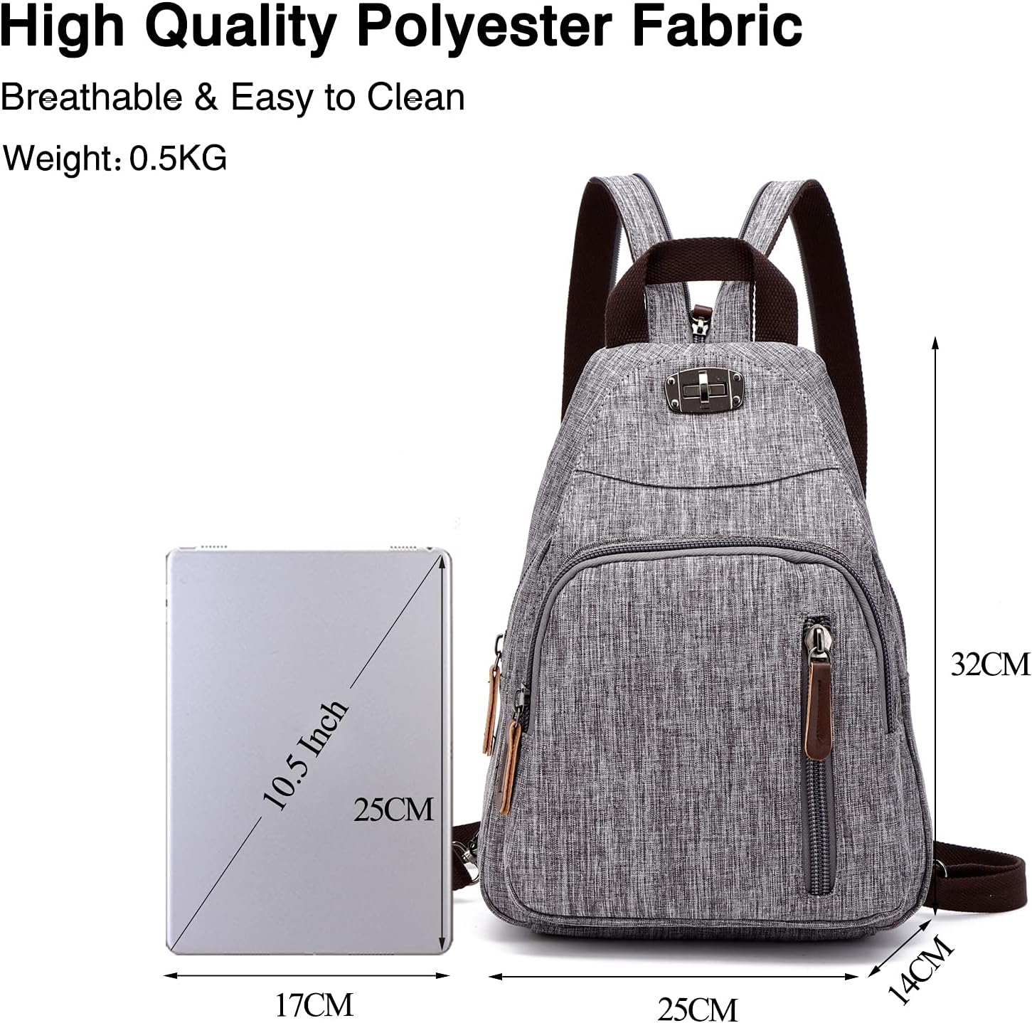 FANDARE Retro Sling Chest Backpack Multipurpose Crossbody Shoulder Bag