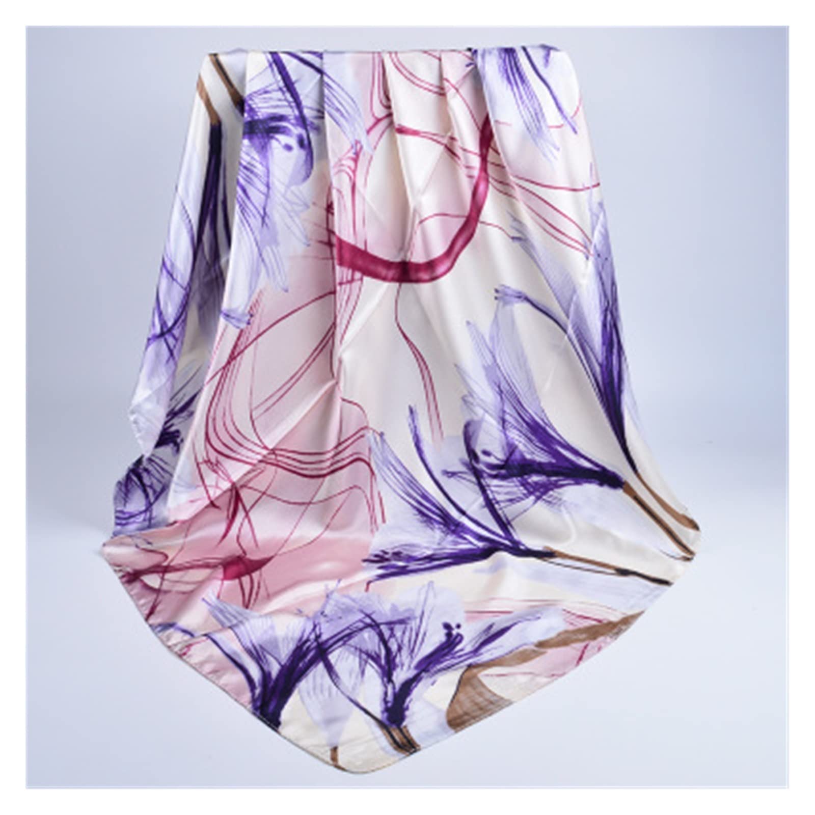Pañuelo de Seda Moda Mujer Moda Vacaciones Chal Suave al Aire Libre impresión Disponible Verano Primavera protección Solar Bufanda (Color : Purple, Size : 1) (Purple 1)