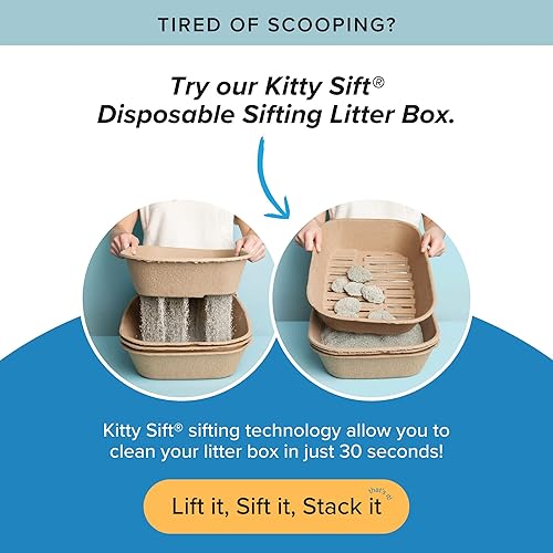 Miniatura 20 de Kitty Sift Paquete de 6 cajas de arena desechables para gatos, sostenible, limpia, Jumbo, paquete de 6