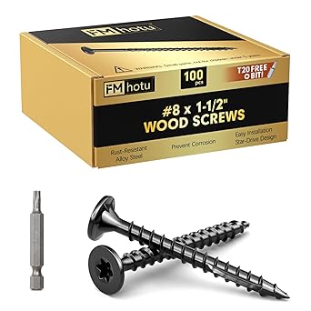 #8 x 1-1/2” Deck Screws, 100Pcs Star Drive Wood Screws,