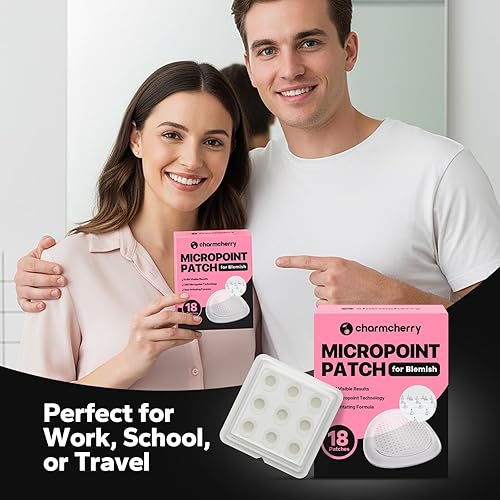 Miniatura 7 de CharmCherry Parches para espinillas para la cara (18 unidades), parches para el acné Microdart, parches hidrocoloides para manchas con ácido