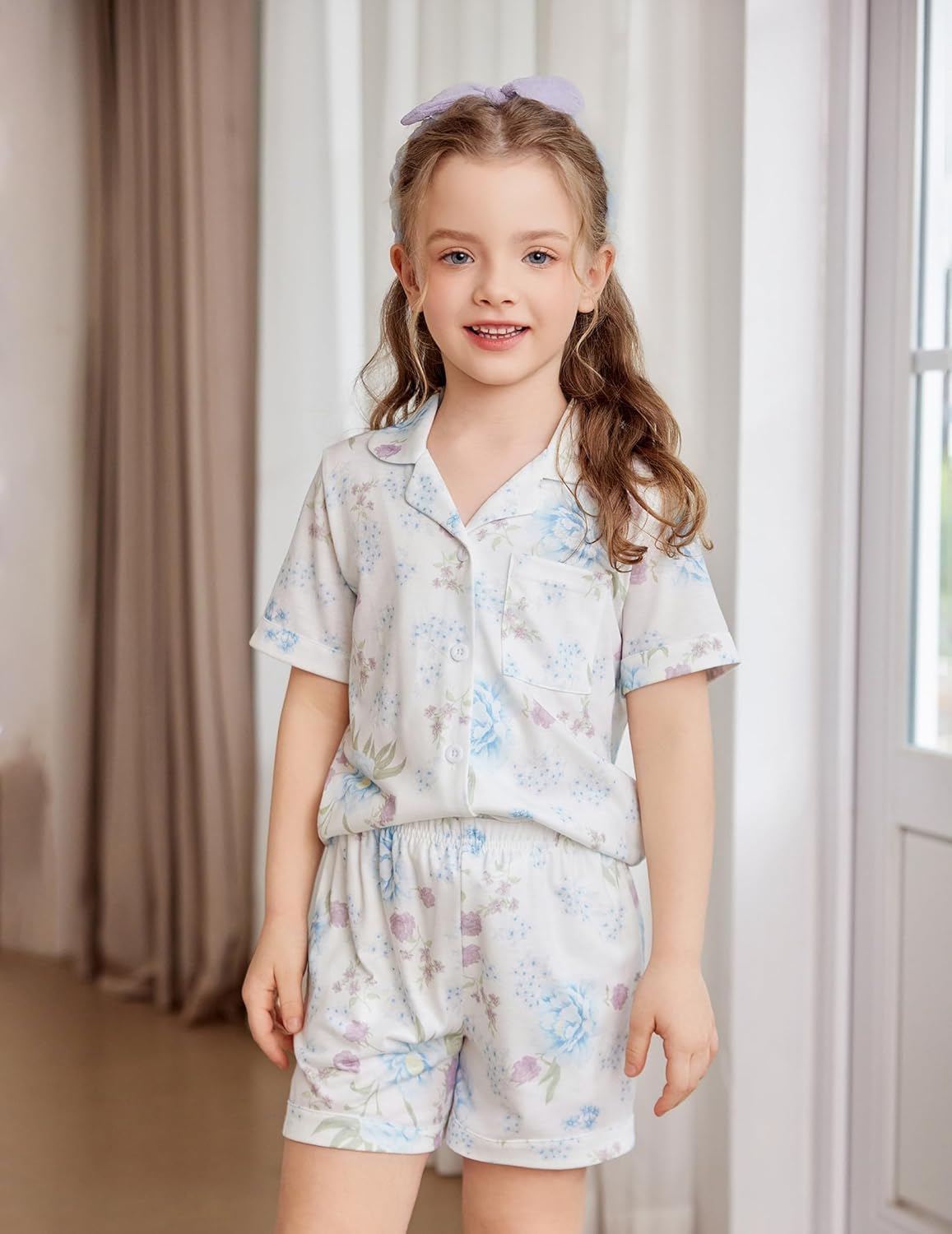 Arshiner Girls Pajamas Sets Short Sleeve Kids Pjs Button Down Sleepwear for 4-13Y - Image 6