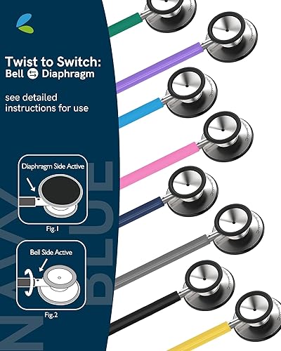 Miniatura 9 de FriCARE - Estetoscopio de doble cabezal para profesionales, estudiantes y auxiliares de enfermería, paramédicos, TEM, VNA, elegible para FSAHSA,