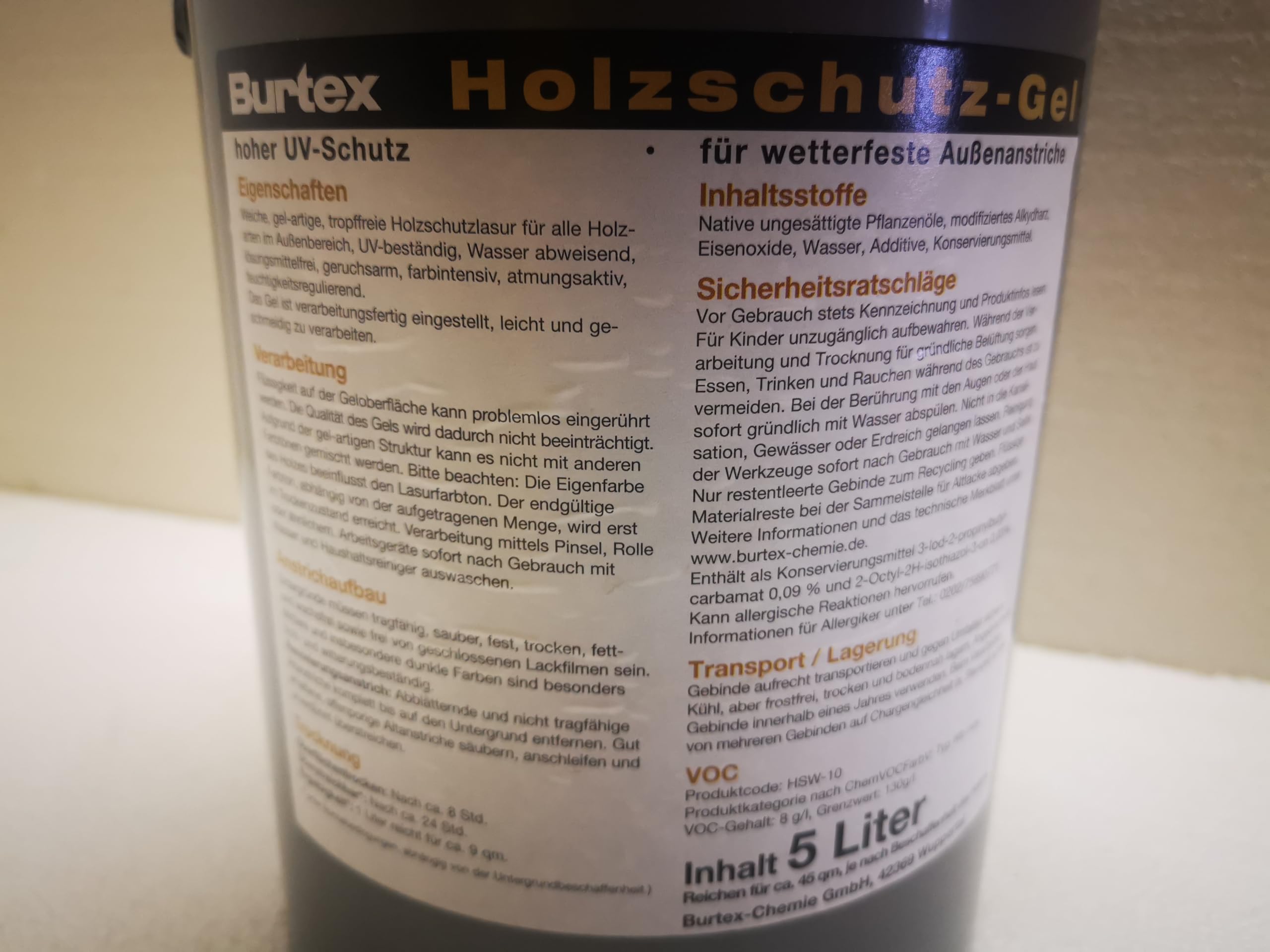 Burtex Holzschutz Gel Palisander - 5 Liter