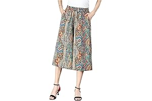 Women's Elegant High Waist Floral Chiffon Culottes Pants