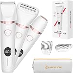 MAXGROOM Bikini Les femmes de l'époque, 3-in-1 Rasoir électrique sans douleur pour cheveux pubiques, sans fil imperméable Lady Shaver LED Lumière, Poche de voyage & Nettoyage facile