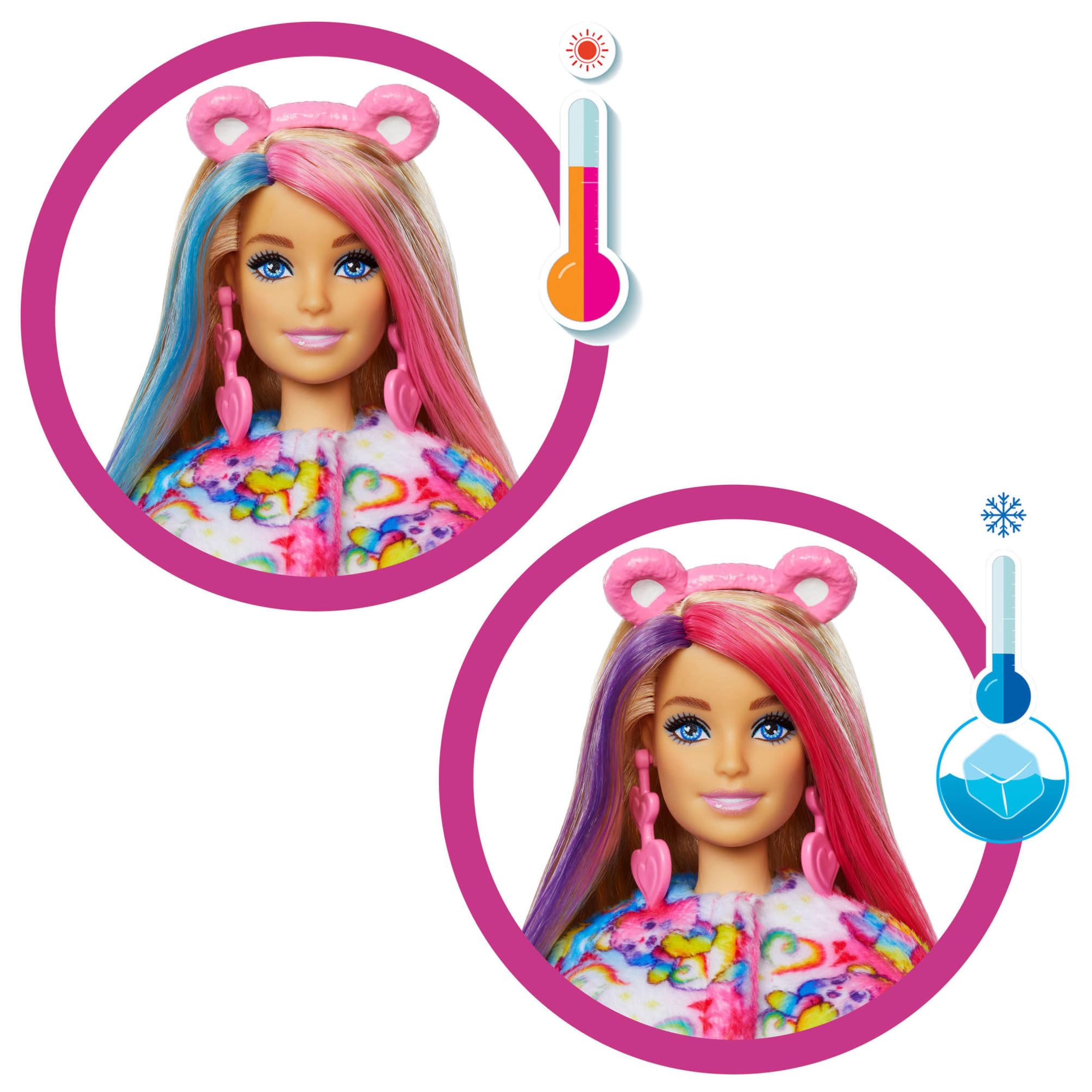 Barbie Cutie Reveal Care Bears Doll & Accessories, Series 2 Togetherness Bear with 10 Surprises Including Color Change & Mini Bear, JFV60 - Image 2
