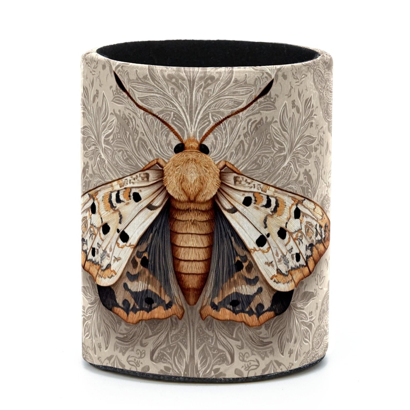 VAPOKF Round Pencil Holders for Desk, Moth Pen Holders Pen Pot Makeup Brushes Storage Desktop Stationery Supplies Organiser for Home Office