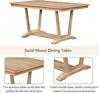 Vista 6 de SIYSNKSI Juego de mesa de comedor rústica de 5 piezas con 4 sillas tapizadas, mesa de comedor rectangular de 59 pulgadas con base de mesa