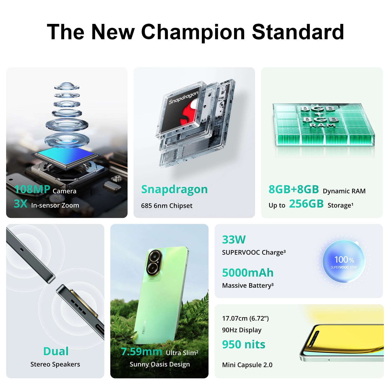 Realme C67 4G Téléphone Portable, 8 Go RAM 256 Go ROM, écran FHD+ 6,72 Pouces, Processeur Snapdragon 685 6 Nm, Appareil Photo 108 MP Avec Zoom Intégré 3X, Batterie De 5000 MAh, Charge Rapide