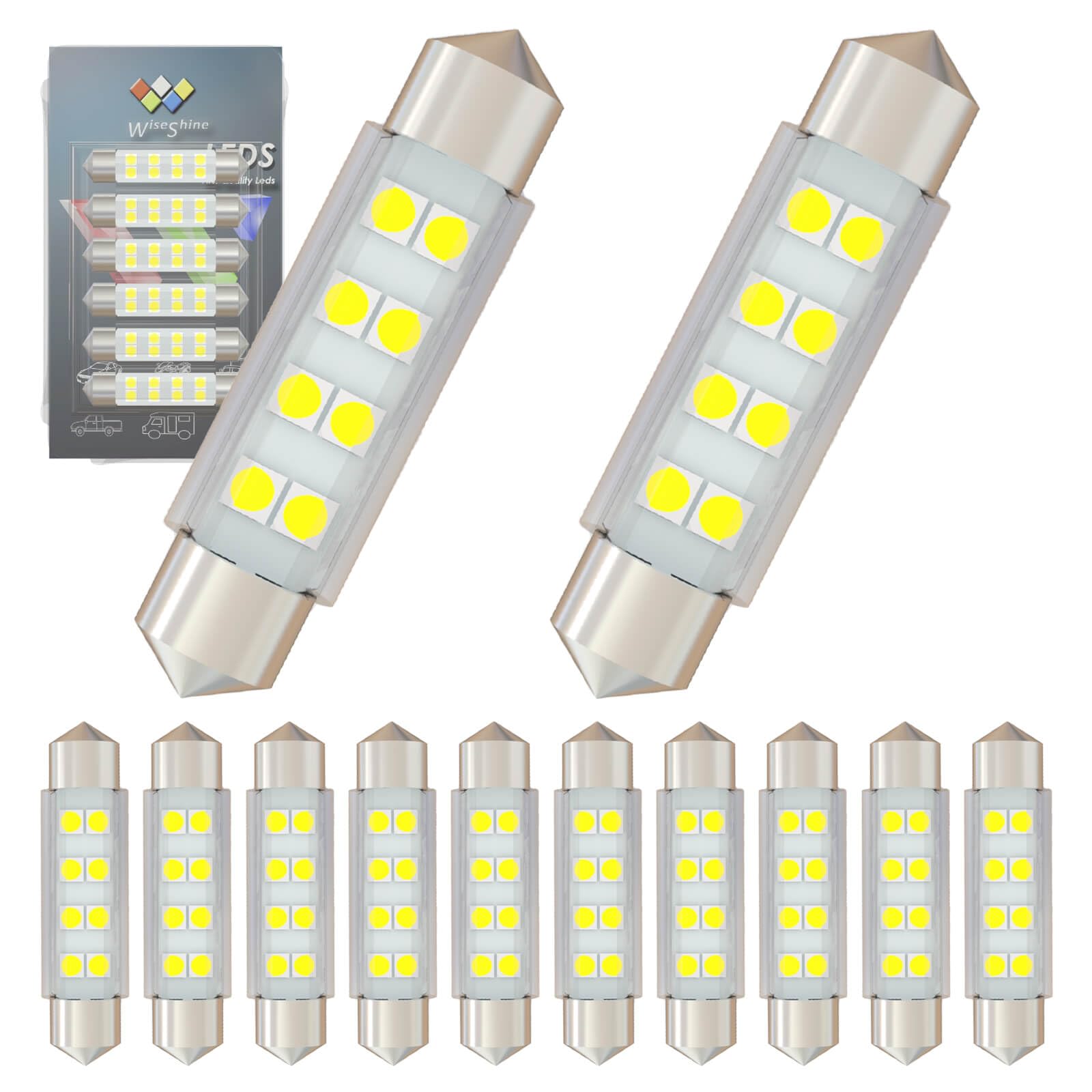 Wiseshine DC12V 41mm 42mm 578 Festoon LED Bulb Extremely Super Bright 6000K White 211-2 LED Bulbs 212-2 LED Map Bulb for Automotive Interior Reading Trunk Lights (Pack 12)