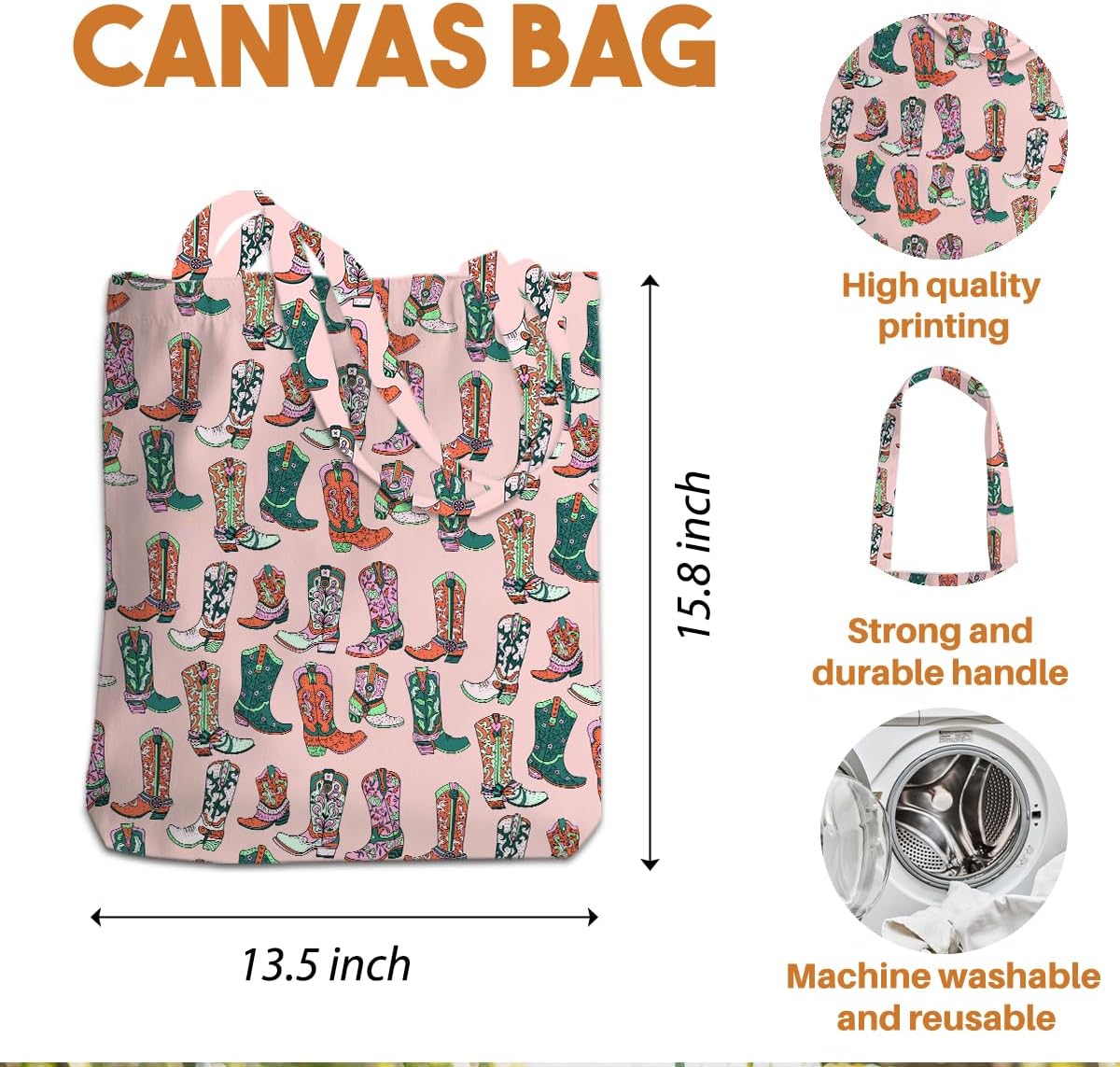 Western Decor Tote Bag for Women Western Stuff Gifts for Women Sister Reusable Grocery Bags for Shopping Christmas - Image 4