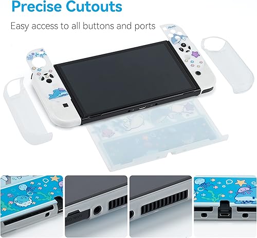 Vista 4 de GeekShare Funda protectora delgada compatible con Nintendo Switch OLED y Joy-Con - Absorción de golpes y antiarañazos Funda para OLED Switch