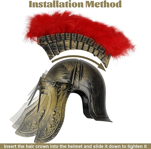 Miniatura 4 de Casco medieval de caballero romano, casco de gladiador espartano griego de plástico, accesorios de disfraz medieval, sombrero de Halloween, Oro