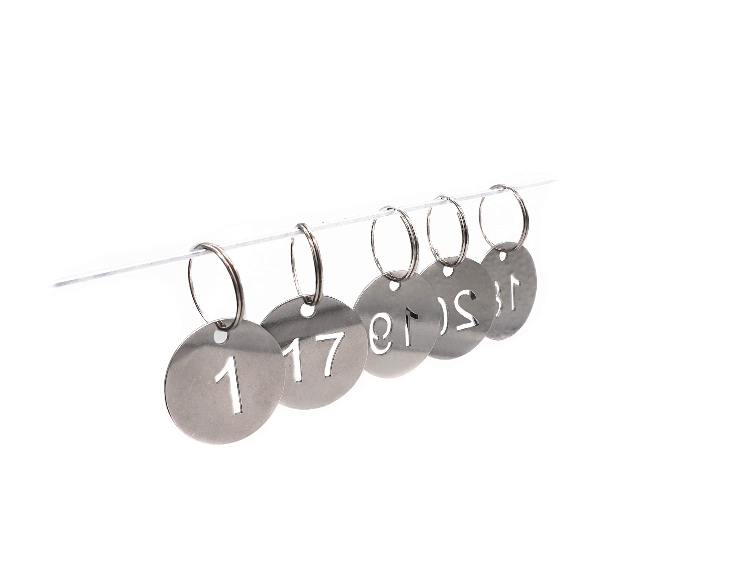 Nantun Silver 30Mm 304 Stainless Steel Key Tags With Ring 200 Pcs, Hollowed Number Id Tags Key Chain, Numbered Key Rings - 1 To 200