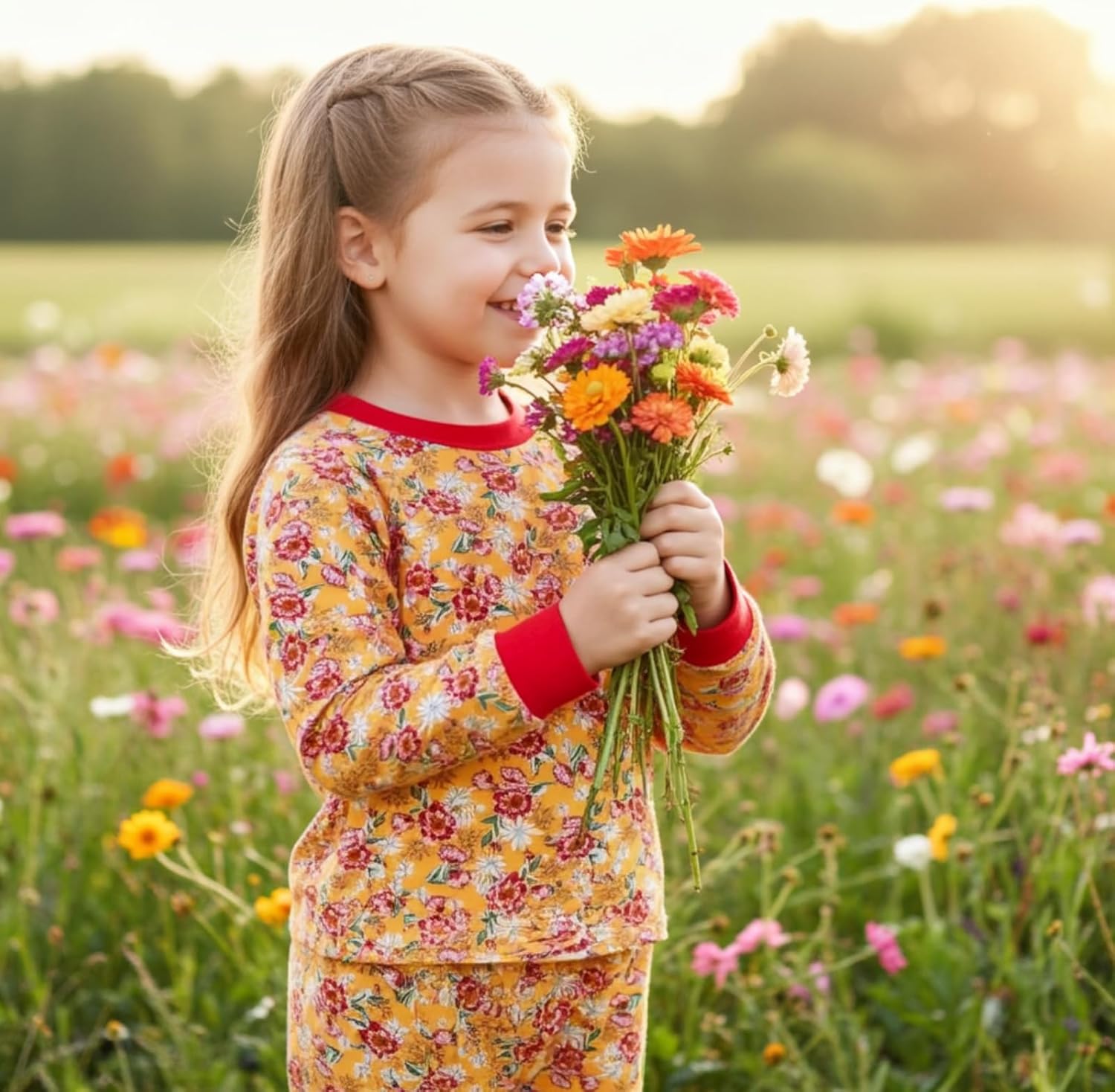 PATPAT Kids 2 Pieces Pajama Sets with Bamboo Viscose,Snug Fit Pjs for Girls,All-Season Comfort Sleepwear, Ages 2-12 Years - Image 4