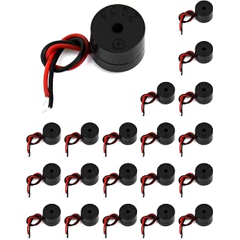 QWORK 20pcs Electronic Buzzer 3-12V Active Buzzer 85dB Buzzer Alarm Piezo Cable Length 50mm
