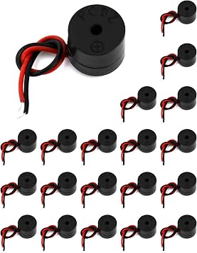 QWORK  20 Pcs Electronic buzzer , 3-12V piezoelectric buzzer 85dB , for physical circuits continuous sound electronic buzzer alarm , cable length 50mm