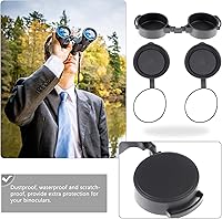 Vista 9 de 3 piezas de goma objetivo cubierta ocular Flip- Cubierta de alcance abierto para binoculares telescopio accesorios (negro)