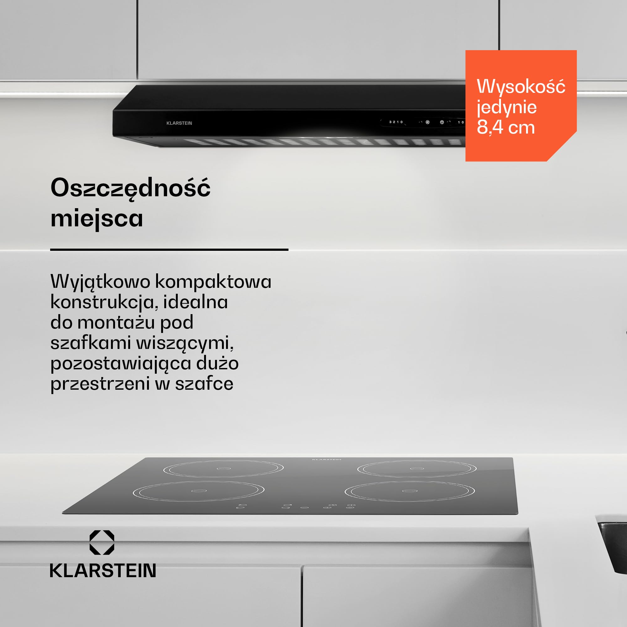Klarstein UW60BL Okap kuchenny (115 W, 210 m3/h, stal nierdzewna) czarny