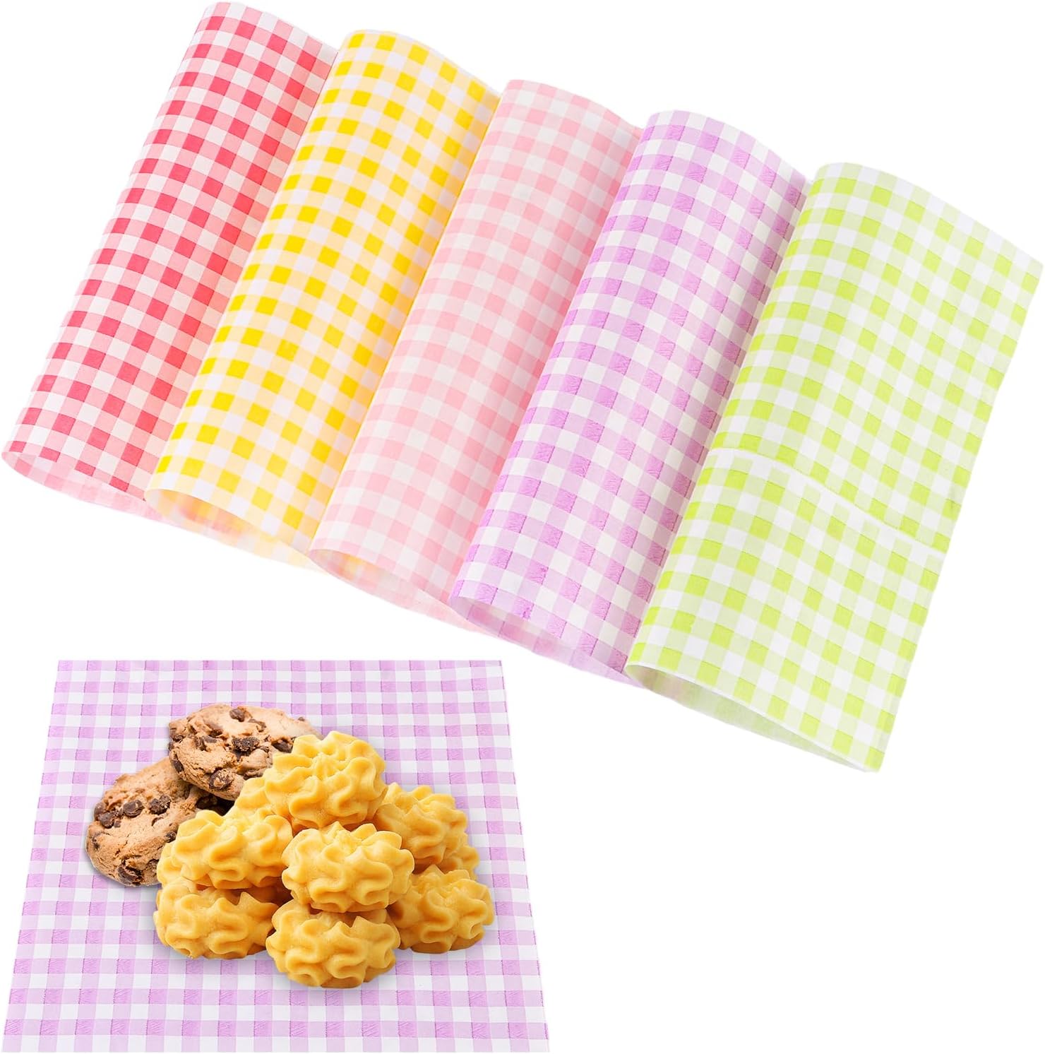 MIVIDE 1000 Pcs Wax Paper Sheets for Food, 7x7 Inch Checkered Deli Paper Sheets Food Basket Liners for Sandwich Food Truck, Party, Festival, Fair or BBQ
