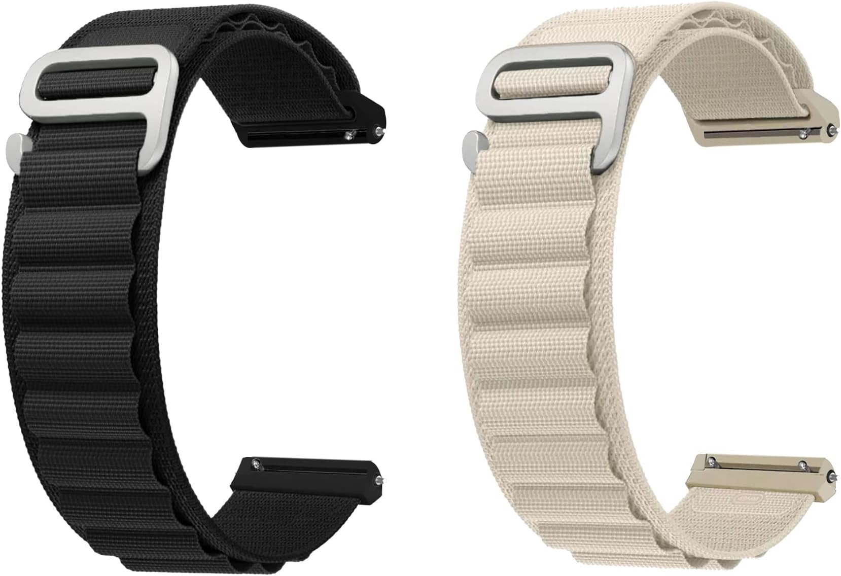 ACM Pack of 2 Watch Strap Nylon Loop 22mm compatible with Cmf By Nothing Watch Pro Smartwatch Sports Hook Band (Black/White)