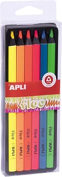 APLI 18060 Jumbo Fluo Pencils Assorted Colours Box 6 U, Fluor