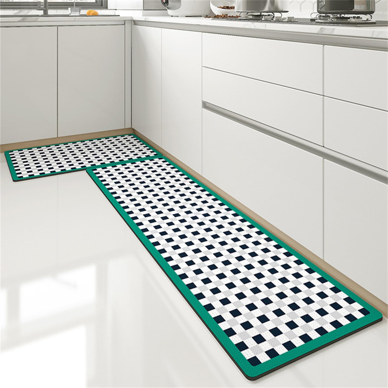 KüChenläUfer KüChenmatte 45x120cm, KüChenteppich Waschbar rutschfest, Teppich LäUfer Flur FußMatte Badematten, Wasser öL Aufnehmen Teppich KüChe Set für KüChe Wohnzimmer, Badezimmer Plaid